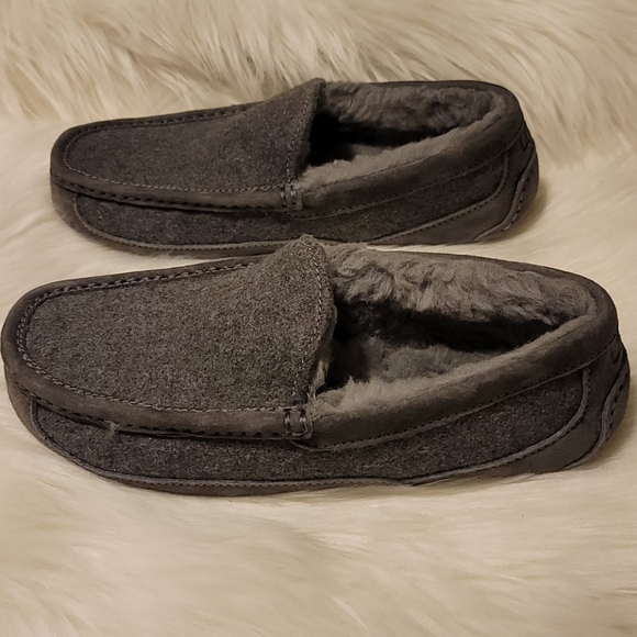 UGG Ascot Wool Lined Moccasin Slippers Gray
